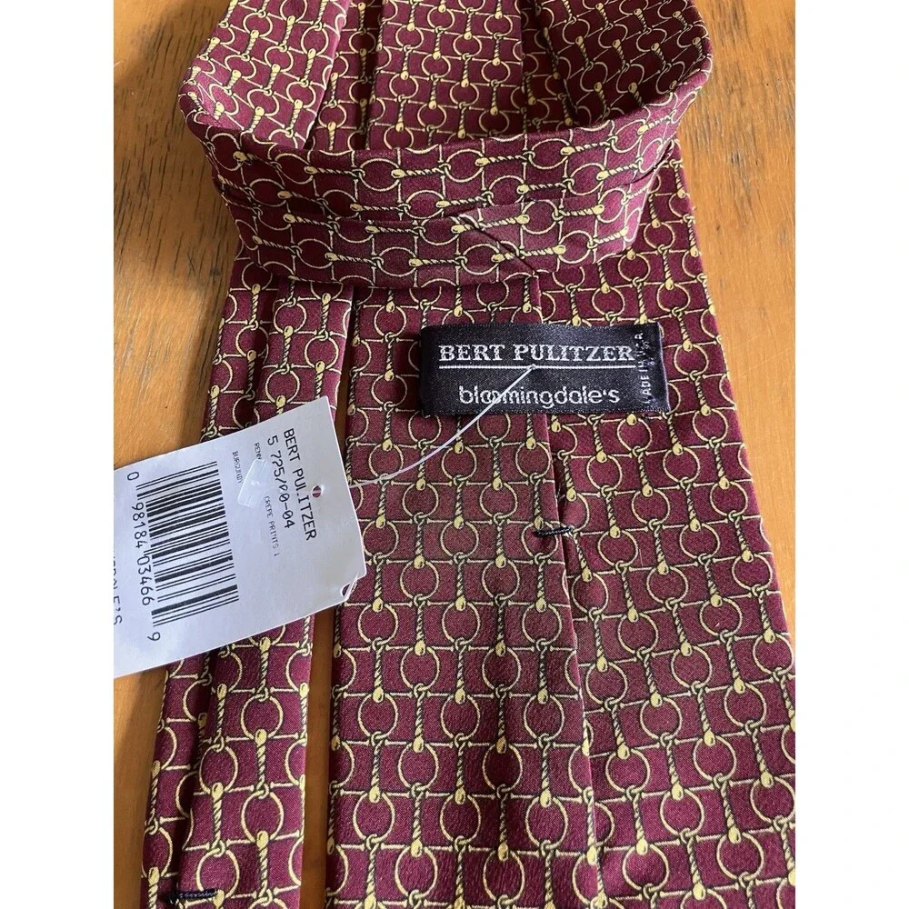 NWT Vintage The Bert Pulitzer Men’s Neck Tie Horse Tack Style 100% Silk